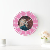 Witte Romeinse Numerieke Rand Roze voeg Ronde Foto Grote Klok (Huis)