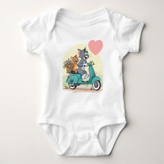 Witte romper met mooi Tom Jerry ontwerp  (Voorkant)