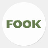 Witte ronde grote stickers met Fook (Voorkant)