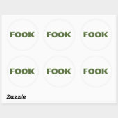 Witte ronde grote stickers met Fook (Vel)