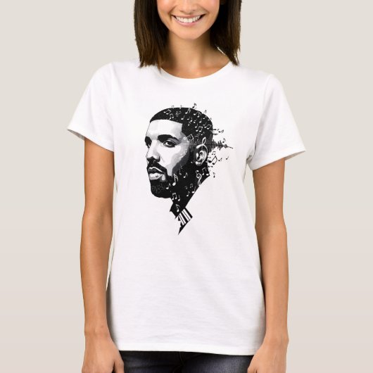 Witte Ronde Hals Drake Fan T-shirt – Canadees Sing (Voorkant)