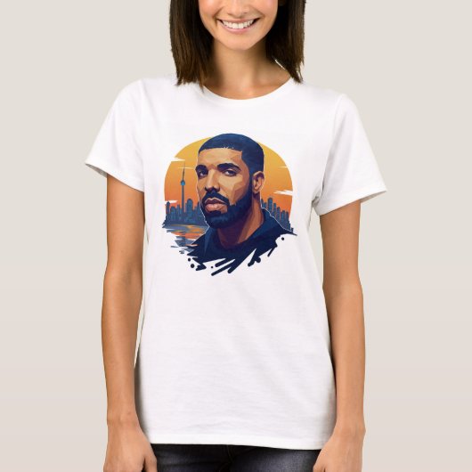Witte Ronde Hals Drake Fan T-shirt – Canadees Sing (Voorkant)