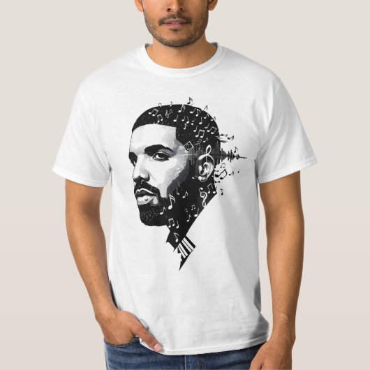 Witte Ronde Hals Drake Fan T-shirt – Canadees Sing (Voorkant)
