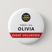 Witte Ronde vrijwilligersbadgeclip evenement naamk Button 5,7 Cm (Voorkant)