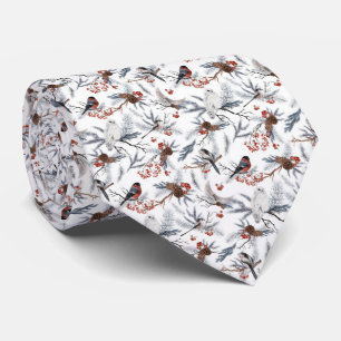 Witte Rood Grijze Vogels Boomtakken Klassieke Here Stropdas