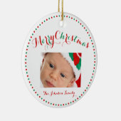 Witte Rood Groen Aangepaste Foto Kerstballen Keramisch Ornament (Rechts)