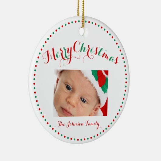 Witte Rood Groen Aangepaste Foto Kerstballen Keramisch Ornament (Rechts)