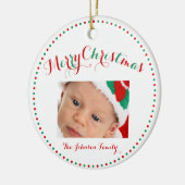 Witte Rood Groen Aangepaste Foto Kerstballen Keramisch Ornament (Links)