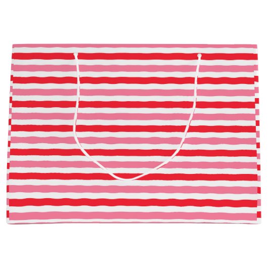 Witte Rood Roze Strepen Bruidsdouche Groot Cadeauzakje (Voorkant)