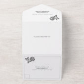  witte roodbaars op een grijze bruiloft all in one uitnodiging (Buitenkant)