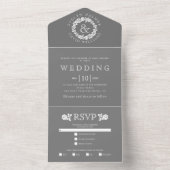  witte roodbaars op een grijze bruiloft all in one uitnodiging (Binnen)