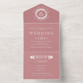  witte roodbaars op een stoffige roos bruiloft all in one uitnodiging (Binnen)