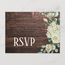 Witte roodbruine flora dark wood bruiloft rsvp uitnodiging briefkaart