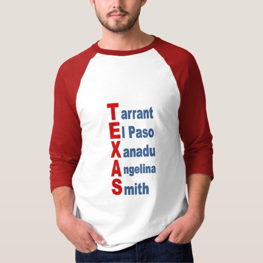 Witte Roodwitte T-shirt TEXAS (Voorkant)