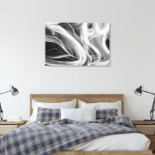 witte rook abstract op zwart canvas afdruk (Insitu (Slaapkamer))