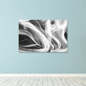 witte rook abstract op zwart canvas afdruk (Insitu (Houten vloer))