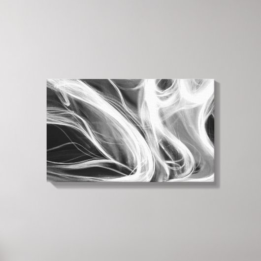 witte rook abstract op zwart canvas afdruk (Voorkant)