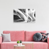 witte rook abstract op zwart canvas afdruk (Insitu (Woonkamer))