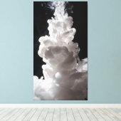 Witte rook die langzaam opstijgt met een zwarte ac canvas afdruk (Insitu (Houten vloer))