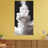 Witte rook die langzaam opstijgt met een zwarte ac canvas afdruk (Insitu (Woonkamer))