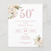 Witte Roos | 50e verjaardag Budget Invitation (Voorkant)