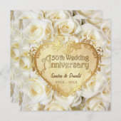 Witte Roos 50ste trouwdag Kaart (Voorkant / Achterkant)