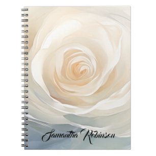Witte roos abstract bloemschilderij notitieboek