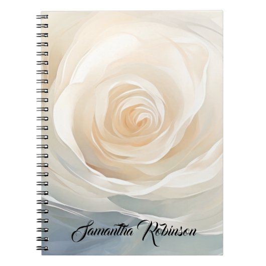 Witte roos abstract bloemschilderij notitieboek (Voorkant)