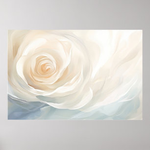 Witte roos abstract bloemschilderij poster