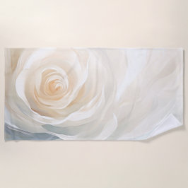 Witte roos abstract bloemschilderij strandlaken