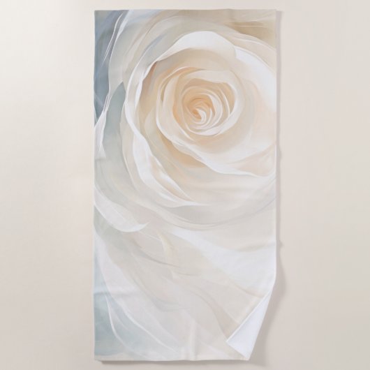 Witte roos abstract bloemschilderij strandlaken (Voorkant)