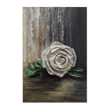 Witte Roos Acrylschildering 