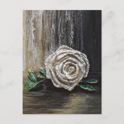 Witte Roos Acrylschildering Briefkaart (Voorkant)