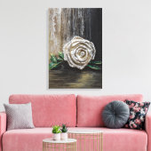 Witte Roos Acrylschildering Canvas Afdruk (Insitu (Woonkamer))