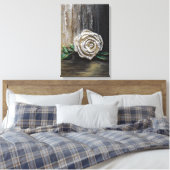 Witte Roos Acrylschildering Canvas Afdruk (Insitu (Slaapkamer))