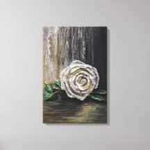 Witte Roos Acrylschildering 