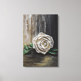 Witte Roos Acrylschildering Canvas Afdruk