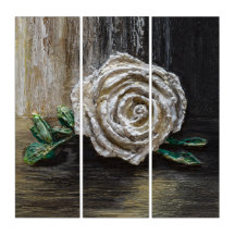 Witte Roos Acrylschildering 