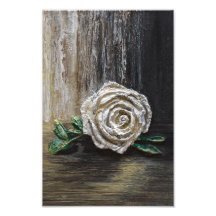 Witte Roos Acrylschildering 