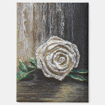 Witte Roos Acrylschildering 