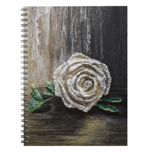 Witte Roos Acrylschildering Notitieboek (Voorkant)