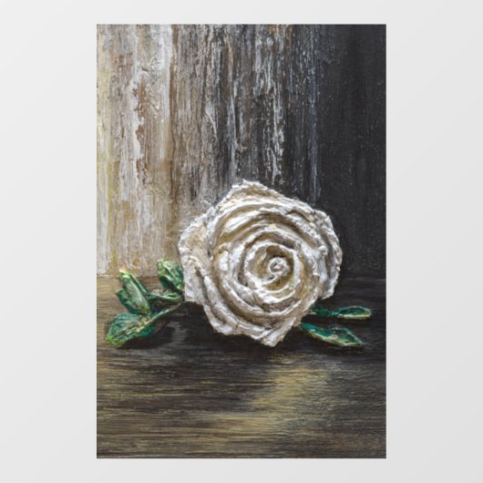 Witte Roos Acrylschildering  Raamsticker (Vel)