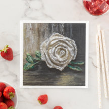 Witte Roos Acrylschildering 