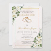 Witte roos Beige Gouden bruiloft Kaart (Voorkant)