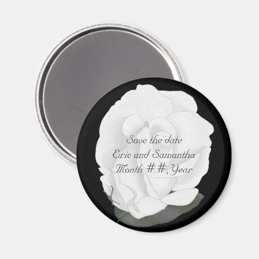 Witte roos, Bewaar de datum bruiloft magneten (Voorkant / Achterkant)