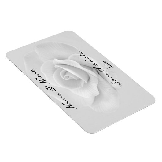 witte roos bewaar de datummagneet magneet (Rechterzijde)