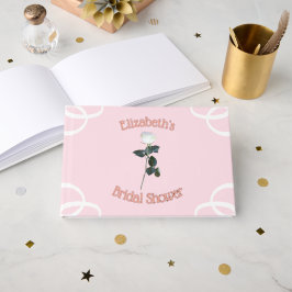 Witte Roos Blaadje Roze Bruidsdouche Gastenboek