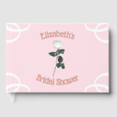 Witte Roos Blaadje Roze Bruidsdouche Gastenboek (Voorkant)