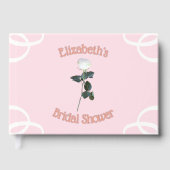 Witte Roos Blaadje Roze Bruiloft Feest Gastenboek (Voorkant)