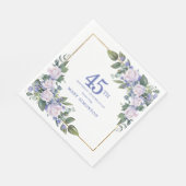 Witte Roos Blauwe Bloemstuk Aangepaste 45e Verjaar Servet (Hoek)